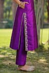 Weaver Story Purple Silk Embroidery, Zari Boat Neck Kurta Set With Dupatta at Aza Fashions Weaver Story_Purple Silk Embroidery, Zari Boat Neck Kurta Set With Dupatta _at_Aza_Fashions