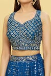 Naintara Bajaj_Blue Embroidery Sequins V Neck Lehenga Set_at_Aza_Fashions