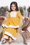 Buy_Little Bansi_Yellow Cotton, Chiffon Embroidery, Lace Thread Kurta Sharara Set _Online_at_Aza_Fashions