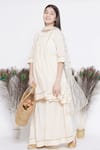 Shop_Little Bansi_Cream Cotton, Chiffon Embroidery Floral Kurta Sharara Set _Online_at_Aza_Fashions