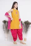 Little Bansi_Yellow Cotton Embroidered Thread Kurta Salwar Set _Online_at_Aza_Fashions