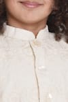 Little Bansi_Yellow Cotton Embroidery Kurta Set With Cream Jacket _at_Aza_Fashions
