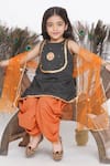 Shop_Little Bansi_Black Cotton, Chiffon Embroidery Thread Kurta Salwar Set _Online_at_Aza_Fashions