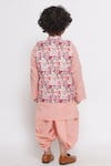 Shop_Little Bansi_Peach Cotton Embroidery Floral Printed Kurta Set With Nehru Jacket _at_Aza_Fashions