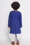 Buy_Little Bansi_Blue Cotton Cow Print Nehru Jacket With Kurta Set 
