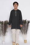 Little Bansi_Black Cotton Sequins, Embroidery Dhoti Pant Kurta Set _Online_at_Aza_Fashions