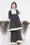 Little Bansi_Black Cotton, Chiffon Sequins, Embroidery Kurta Sharara Set _Online_at_Aza_Fashions