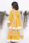 Shop_Little Bansi_Yellow Cotton, Chiffon Embroidery, Lace Thread Kurta Sharara Set _at_Aza_Fashions