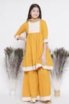 Buy_Little Bansi_Yellow Cotton, Chiffon Embroidery, Lace Thread Kurta Sharara Set 