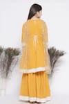 Shop_Little Bansi_Yellow Cotton, Chiffon Embroidery, Lace Thread Kurta Sharara Set 