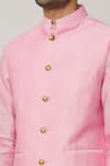 Shop_Spring Break_Pink Cotton Silk Plain Bundi And Kurta Set_Online_at_Aza_Fashions