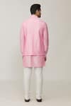 Shop_Spring Break_Pink Cotton Silk Plain Bundi And Kurta Set_at_Aza_Fashions