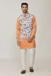 Buy_Spring Break_Multi Color Cotton Silk Printed Floral Bundi And Kurta Set_at_Aza_Fashions