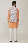 Shop_Spring Break_Multi Color Cotton Silk Printed Floral Bundi And Kurta Set_at_Aza_Fashions