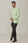 Buy_Spring Break_Green Polyester Cotton Embroidery Chikankari Jodhpuri Jacket_at_Aza_Fashions