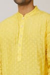 Shop_Spring Break_Yellow Polyester, Cotton Embroidery Geometric Kurta Set _Online_at_Aza_Fashions