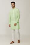 Buy_Spring Break_Green Polyester, Cotton Embroidery Thread Kurta Set _at_Aza_Fashions