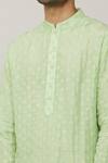 Buy_Spring Break_Green Polyester, Cotton Embroidery Thread Kurta Set _Online_at_Aza_Fashions