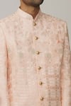 Shop_Spring Break_Pink Polyester Cotton Embroidery Lucknowi Full Sleeve Sherwani Set_Online_at_Aza_Fashions