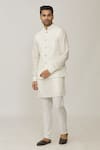 Spring Break_White Polyester, Cotton Embroidery Geometric Thread Bundi Set _Online_at_Aza_Fashions