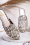 Shop_House Of Vian_Silver Stella Geometric Embellished Mules _at_Aza_Fashions