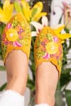 Buy_House Of Vian_Yellow Sunflower Embroidered Mules _at_Aza_Fashions