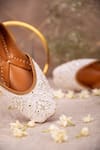 Shop_House of Vian_White Beads And Cutdana Embellishments Aiza Chikankari Embroidered Juttis _at_Aza_Fashions