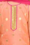 Saka Designs_Peach Kurta Silk Blend Woven Geometric Circular Motif Pattern And Dhoti Pant Set _at_Aza_Fashions