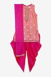 Buy_Saka Designs_Peach Kurta Silk Blend Woven Geometric Circular Motif Pattern And Dhoti Pant Set _Online_at_Aza_Fashions