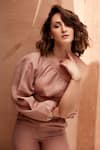Shop_Palak Khandelwal_Pink Linen One Shoulder Top And Pant Set 