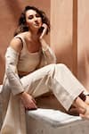 Shop_Palak Khandelwal_Grey Linen Crop Top Round Jacket And Pant Set _Online_at_Aza_Fashions