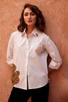 Buy_Palak Khandelwal_White Cotton Sequins Shawl Neck Abstract Patch Shirt _Online_at_Aza_Fashions