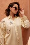 Palak Khandelwal_Yellow Cotton Embroidery Floral Shirt _Online_at_Aza_Fashions