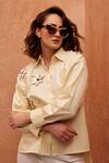 Buy_Palak Khandelwal_Yellow Cotton Embroidery Floral Shirt _Online_at_Aza_Fashions