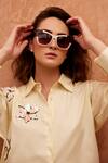 Shop_Palak Khandelwal_Yellow Cotton Embroidery Floral Shirt _Online_at_Aza_Fashions