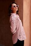 Buy_Palak Khandelwal_Pink Cotton Embroidered Floral Shirt Collar Sequin _Online_at_Aza_Fashions