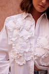 Shop_Palak Khandelwal_White Cotton Embroidered Floral Shirt Collar Patchwork _Online_at_Aza_Fashions