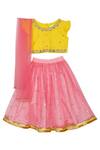 Shop Saka Designs Yellow Cotton, Silk, Net Sequins Embroidered Butti Lehenga Set Shop_Saka Designs_Yellow Cotton, Silk, Net Sequins Embroidered Butti Lehenga Set