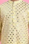 Buy_Saka Designs_Yellow Cotton Blend Polka Dot Metallic Pattern Kurta With Pyjama 