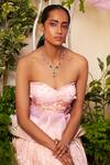 Shop_Moledro_Yellow Organza, Brocade Sequins, Beads, Embroidered Lehenga Peplum Blouse Set _Online_at_Aza_Fashions