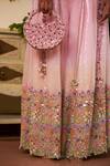 Shop_Moledro_Pink Organza Sequins, Mirrors, Beads V-neck Luna Embroidered Blouse Sharara Set _Online_at_Aza_Fashions