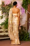 Shop_Moledro_Gold Organza Embroidered Patch Work One Maya Pre-draped Saree And Blouse Set _at_Aza_Fashions