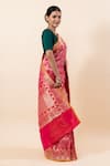 TaBa Kashi By Artika Shah_Pink Katan Silk Handloom Shikargah Ambose Saree With Running Blouse _Online_at_Aza_Fashions