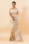 Buy_TaBa Kashi By Artika Shah_Beige Tussar Silk Woven Tifli Butta Handloom Saree With Running Blouse  _at_Aza_Fashions