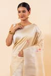 TaBa Kashi By Artika Shah_Beige Tussar Silk Woven Tifli Butta Handloom Saree With Running Blouse  _Online_at_Aza_Fashions