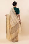 Shop_TaBa Kashi By Artika Shah_Beige Chiniya Silk Printed Bird Botanical Saree With Running Blouse  _at_Aza_Fashions