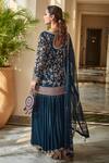 Amitabh Malhotra_Blue Georgette And Soft Net Embroidery Luneville & Tunic Sharara Set  _Online_at_Aza_Fashions