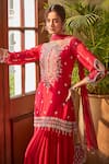 Shop_Amitabh Malhotra_Pink Georgette And Soft Net Embroidery Floral Bloom Tunic Sharara Set  _at_Aza_Fashions