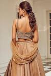 Shop_Amitabh Malhotra_Beige Chanderi Embellished Chevron Shimmer Finish And Set_at_Aza_Fashions