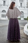 Amitabh Malhotra_Grey Georgette Embroidery Scallop Round Neck Shell Cape And Skirt Set  _Online_at_Aza_Fashions